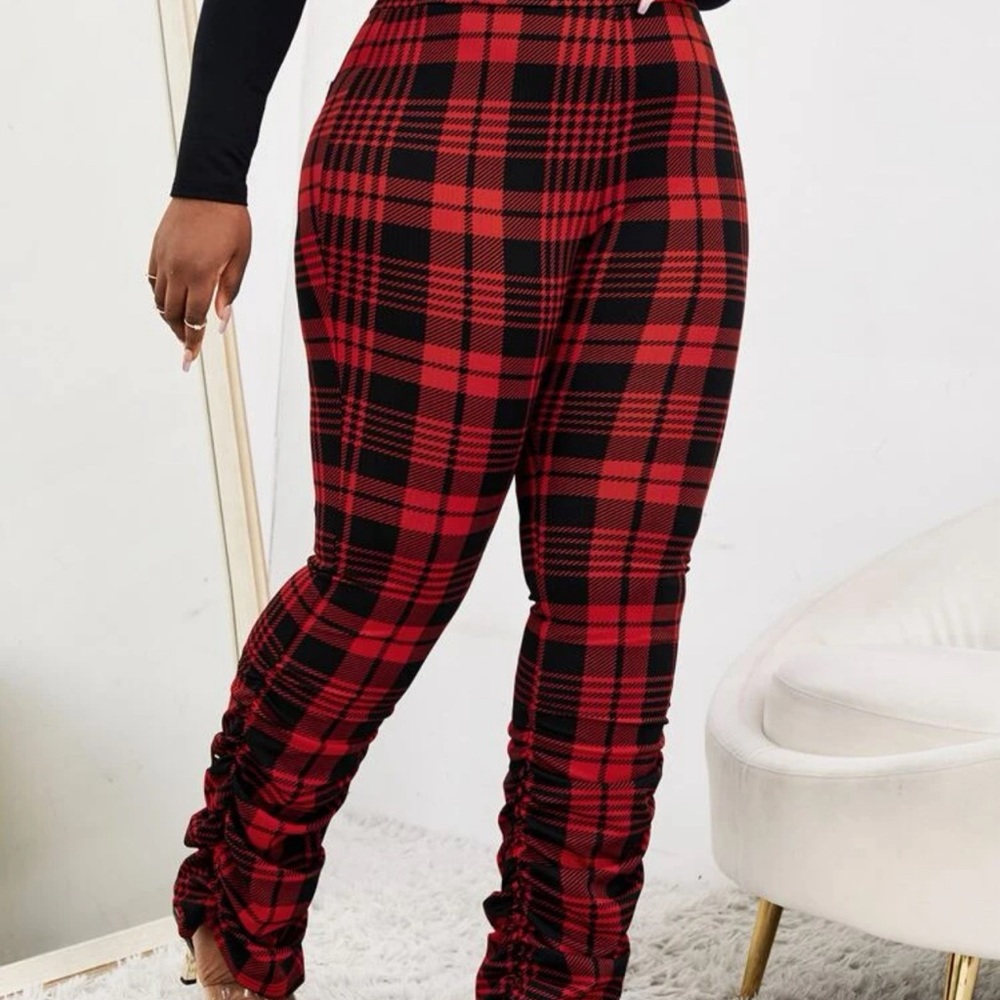 SHEIN Slayr Plus Plaid Stacked Pants